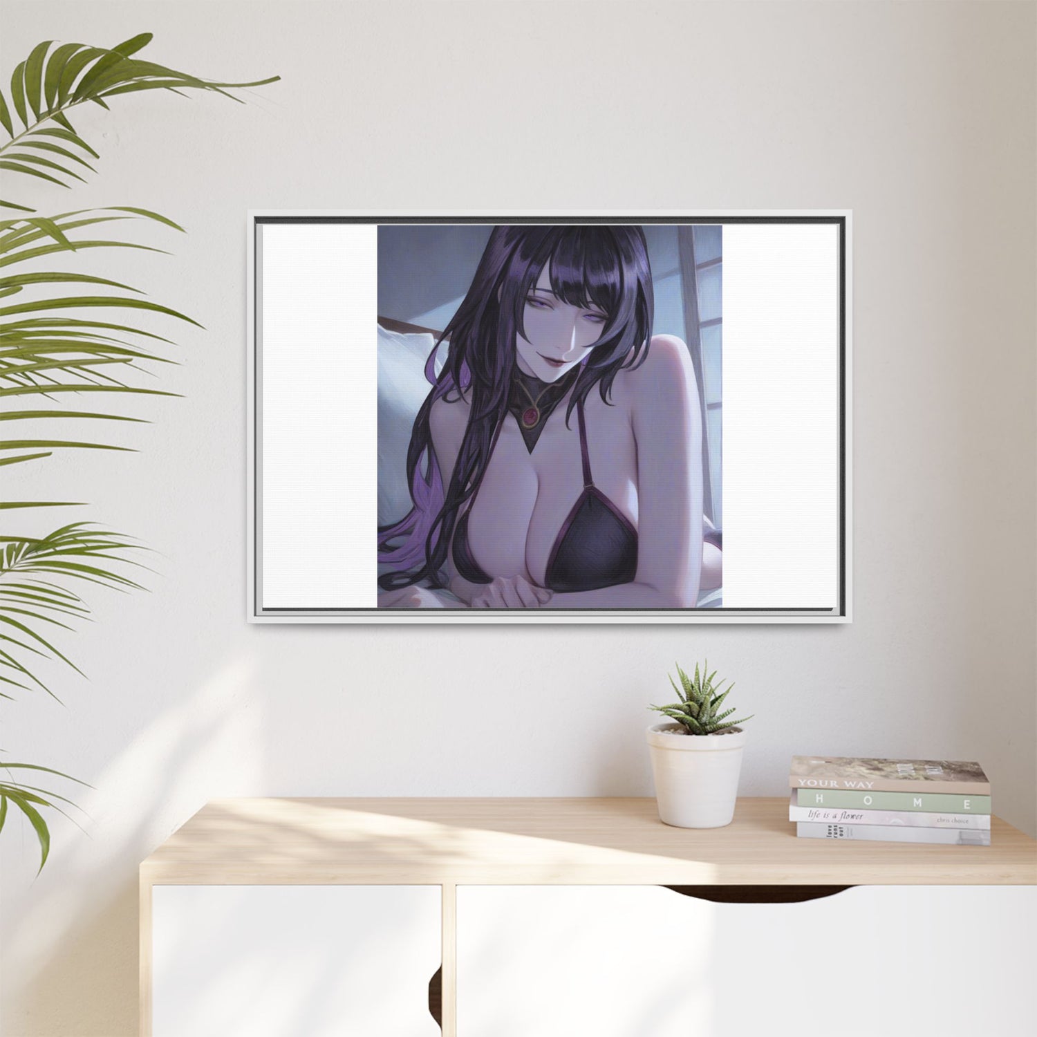 Framed Matte Canvas Print — Moody Anime Woman Portrait