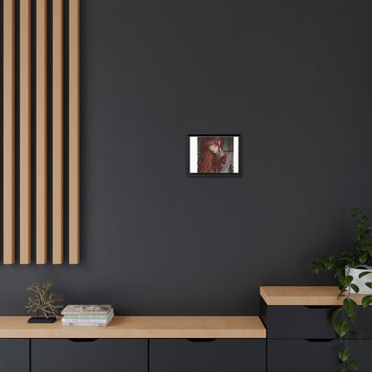 Framed Matte Canvas Print — Moody Red-Headed Anime Girl Art