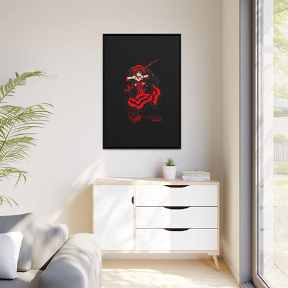 Anime Warrior Red Black Matte Canvas Print — Framed Wall Art