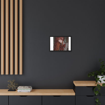 Framed Matte Canvas Print — Moody Red-Headed Anime Girl Art