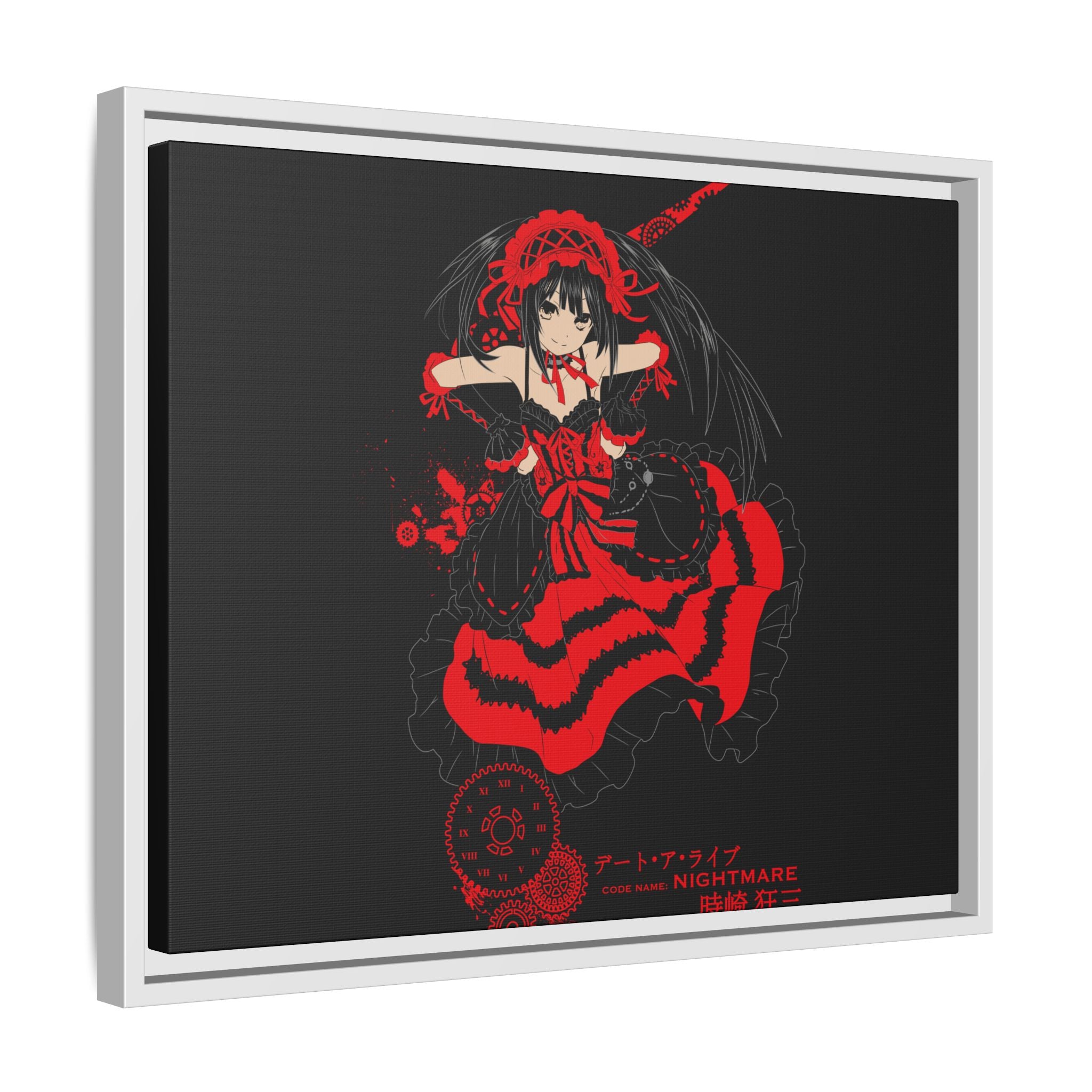 Anime Warrior Red Black Matte Canvas Print — Framed Wall Art
