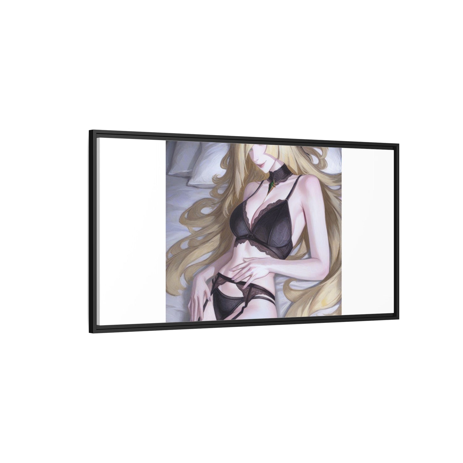 Framed Matte Canvas Print — Sleepy Blonde Anime Pinup