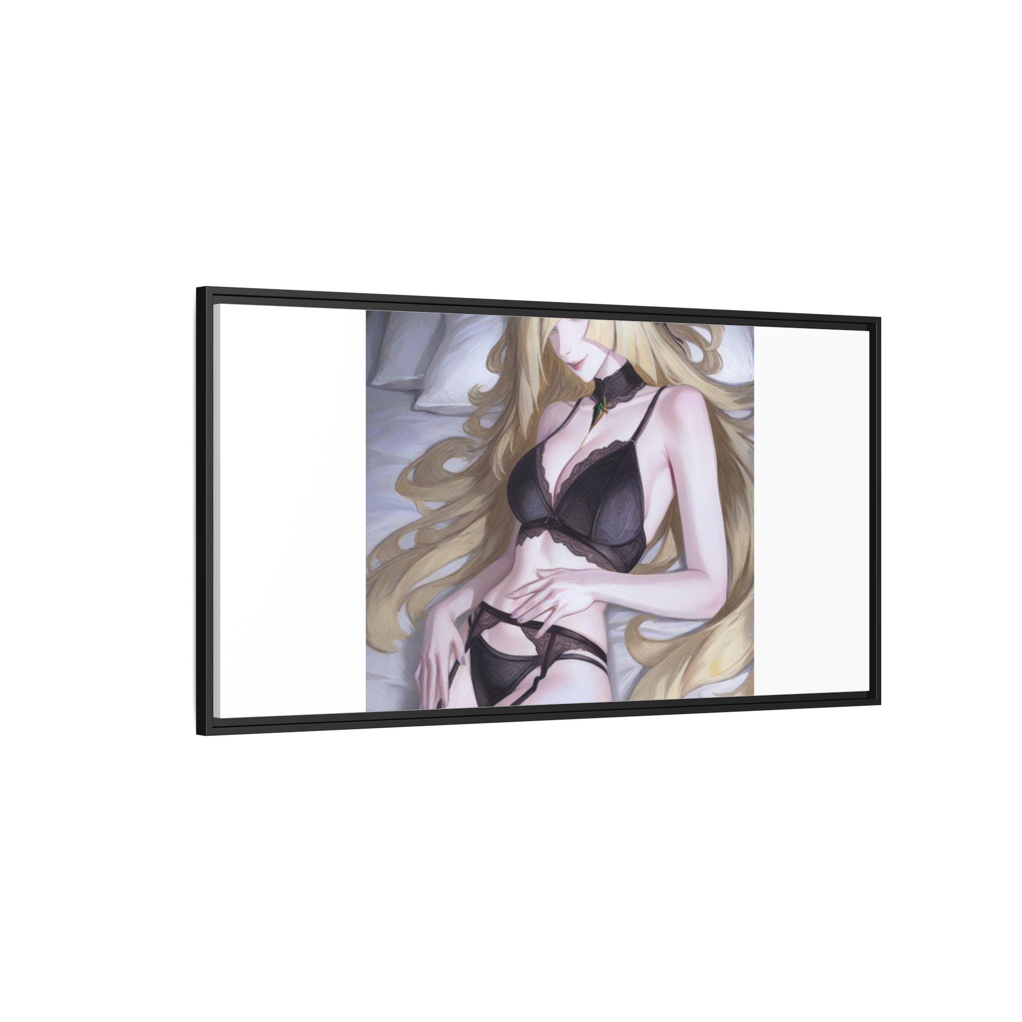 Framed Matte Canvas Print — Sleepy Blonde Anime Pinup