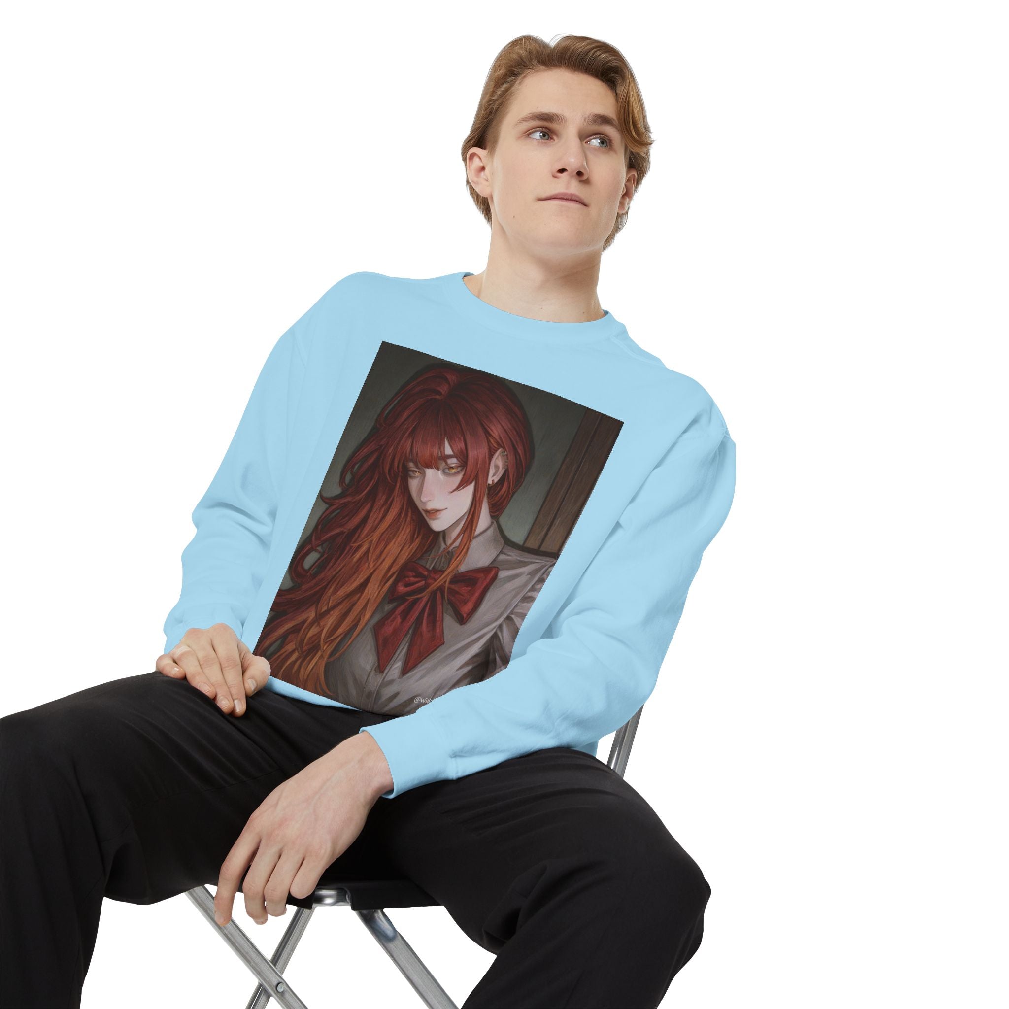 Anime Red-Headed Girl Sweatshirt — Gothic Schoolgirl Art Pullover