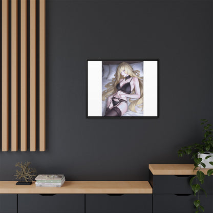 Framed Matte Canvas Print — Sleepy Blonde Anime Pinup