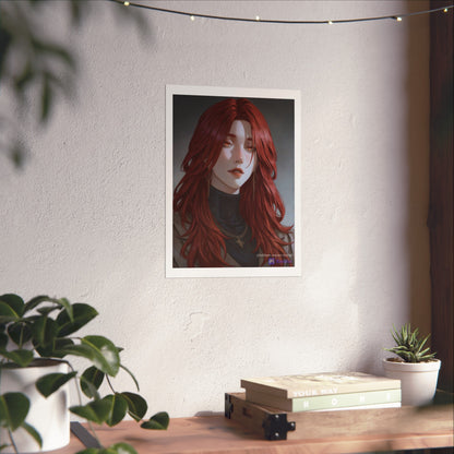 Fine Art Poster — Red-Haired Gothic Portrait, Moody Decorative Wall Art