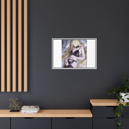 Framed Matte Canvas Print — Sleepy Blonde Anime Pinup