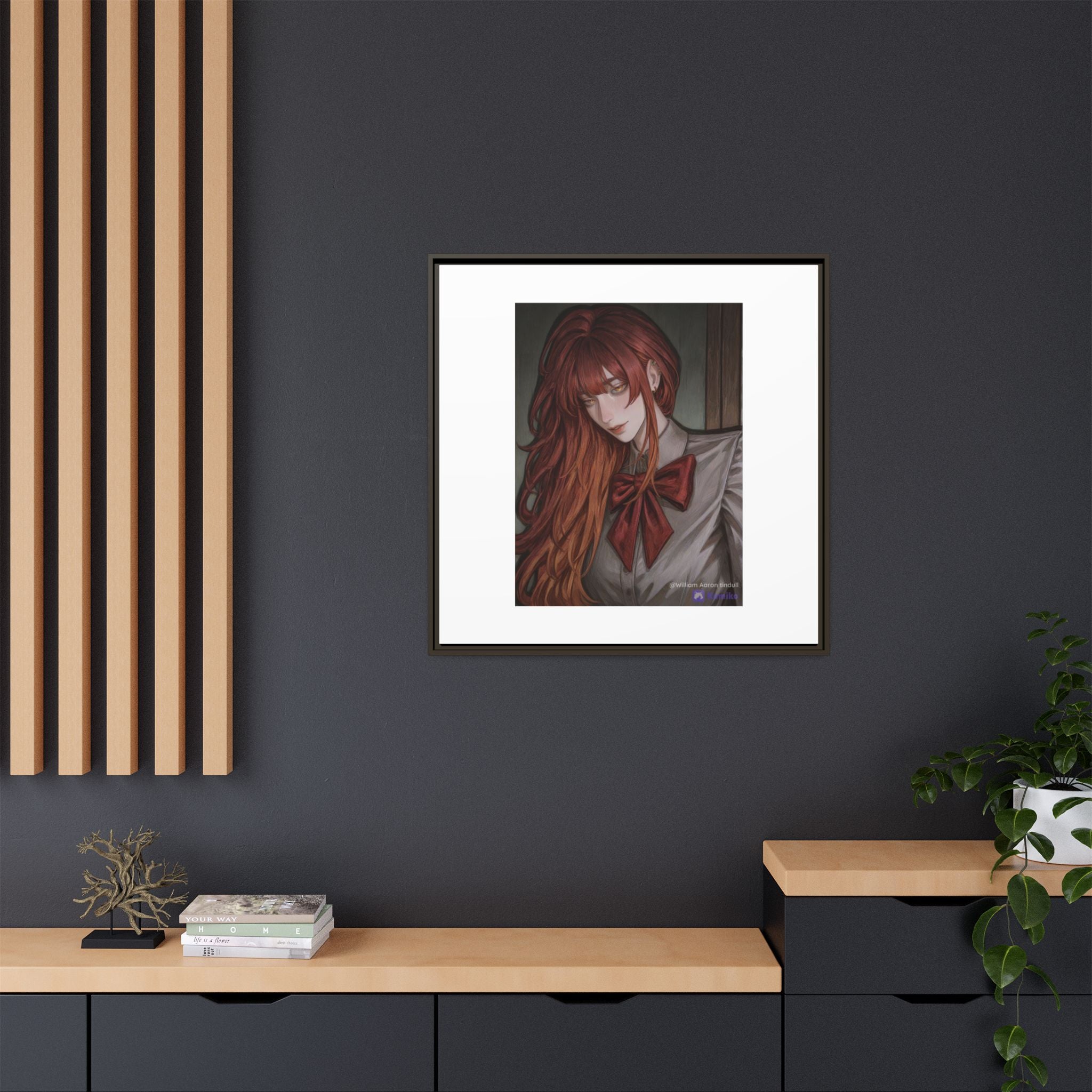 Framed Matte Canvas Print — Gothic Redhead Portrait