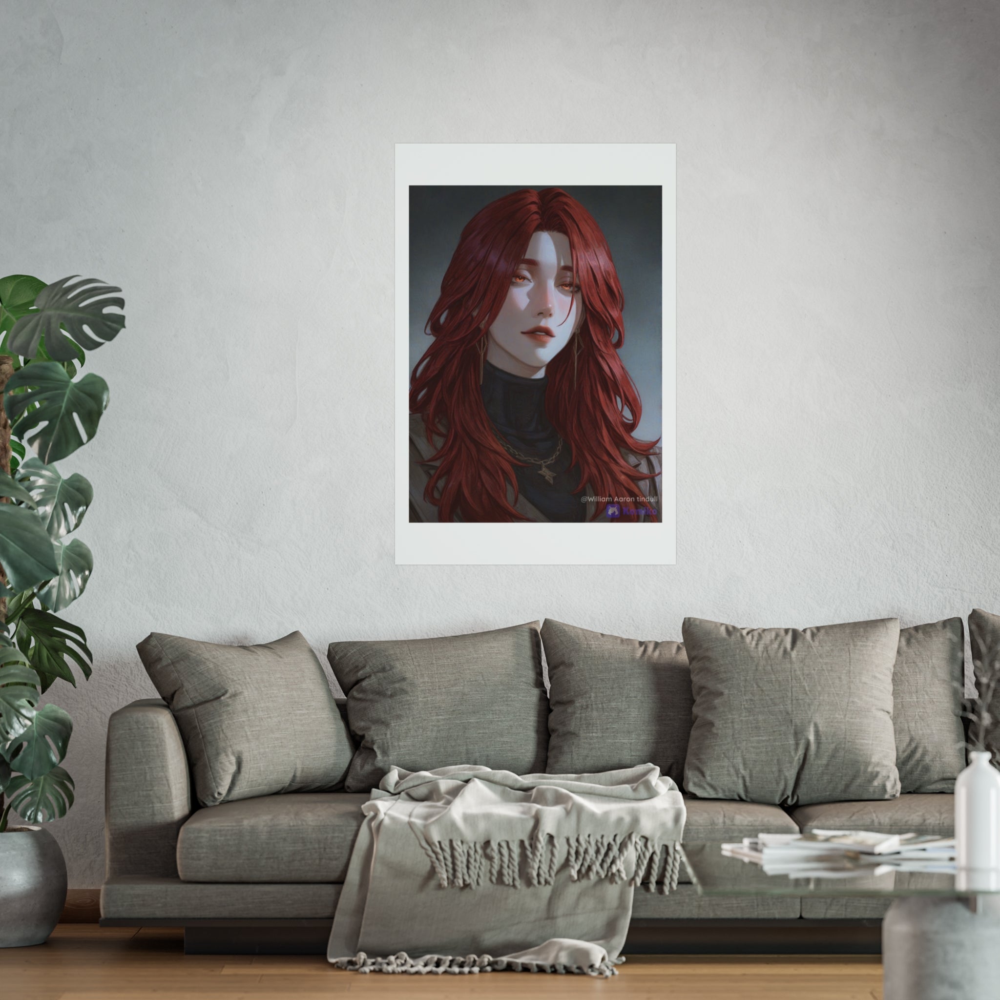 Fine Art Poster — Red-Haired Gothic Portrait, Moody Decorative Wall Art