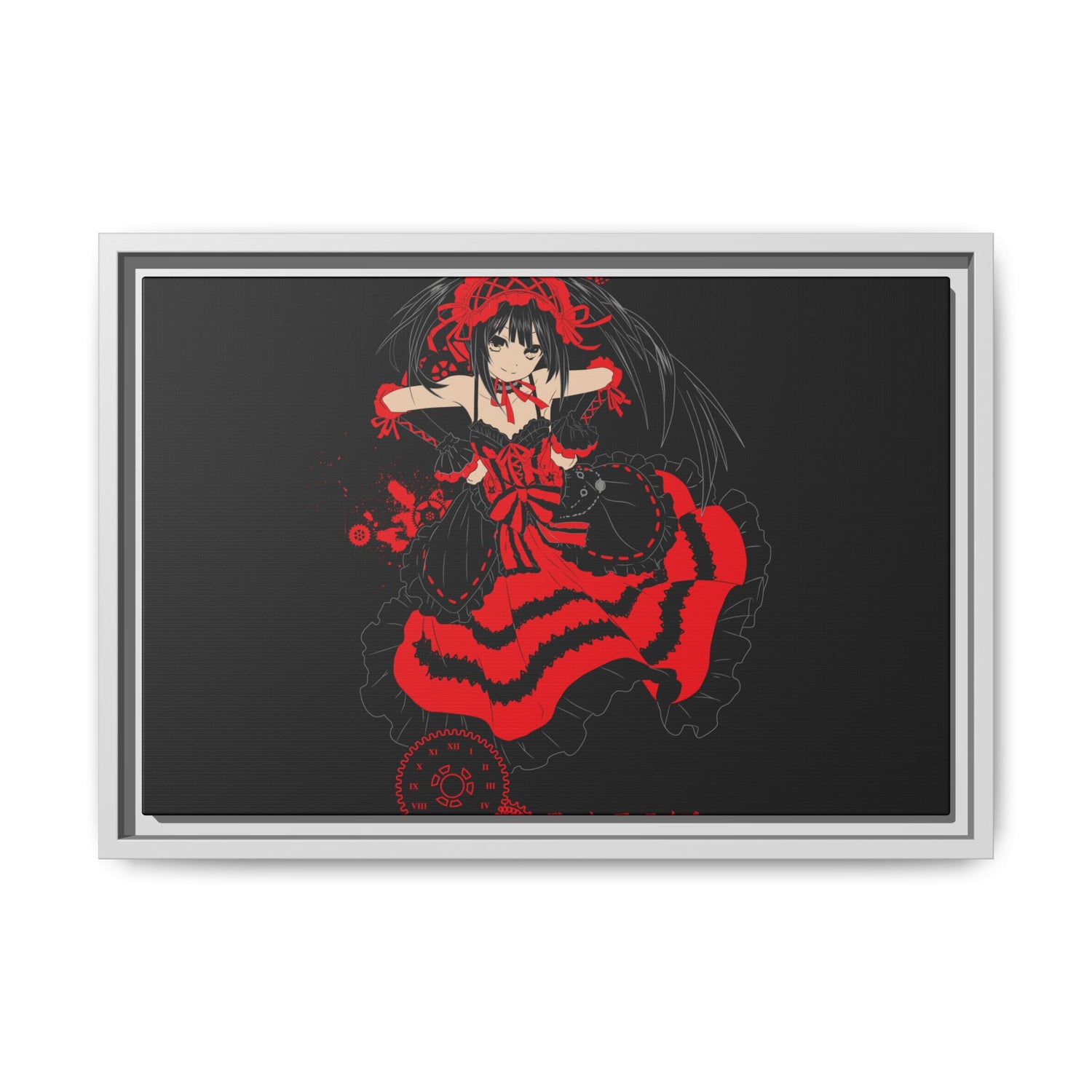 Anime Warrior Red Black Matte Canvas Print — Framed Wall Art