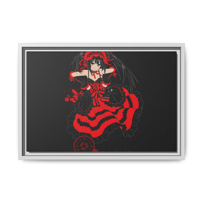 Anime Warrior Red Black Matte Canvas Print — Framed Wall Art