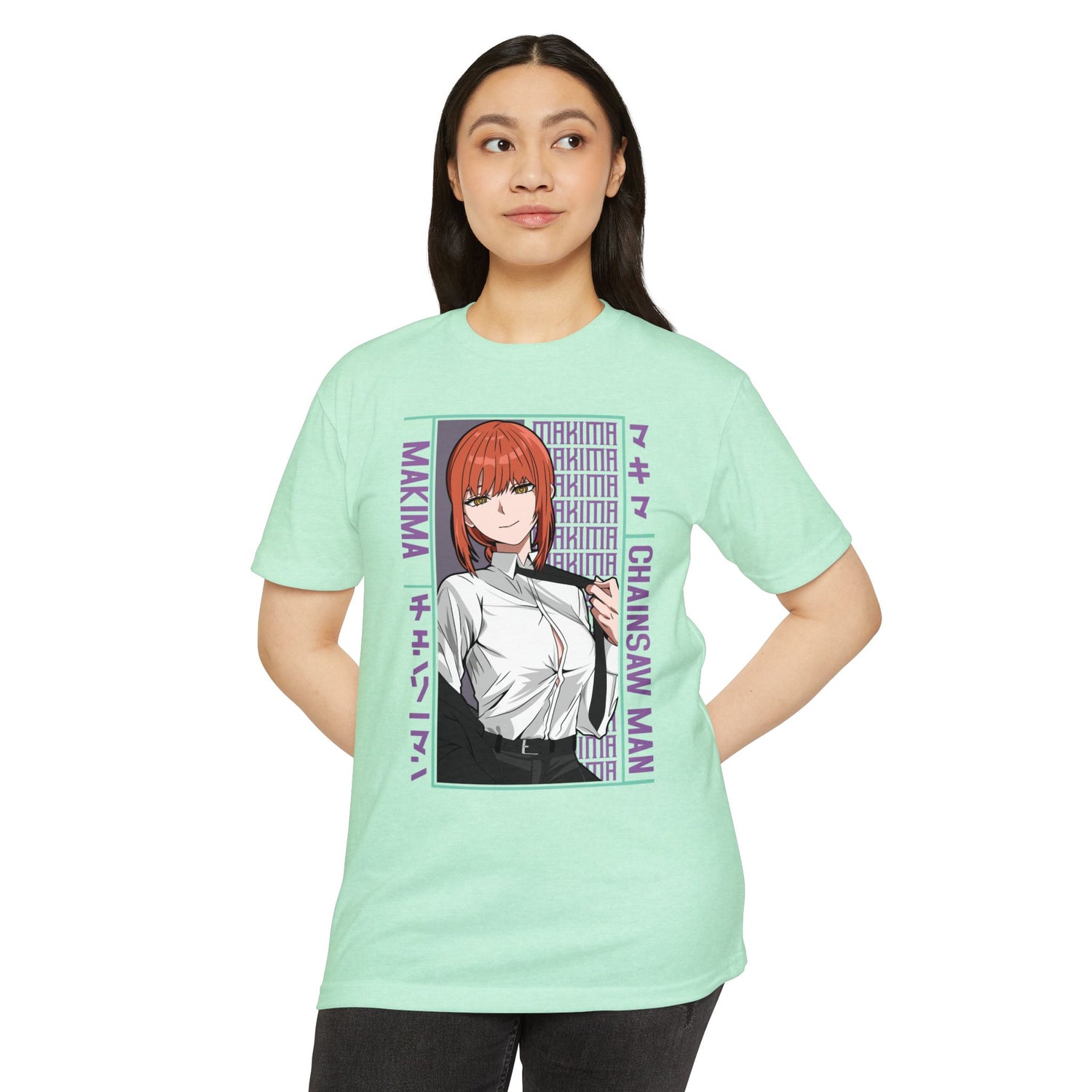 Makima Chainsaw Man Anime Graphic T-Shirt — Japanese Text Design