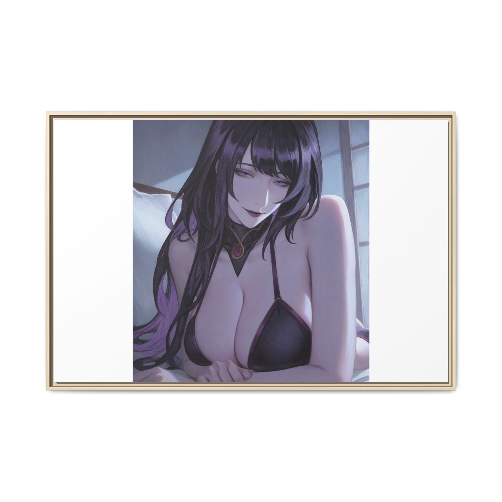 Framed Matte Canvas Print — Moody Anime Woman Portrait