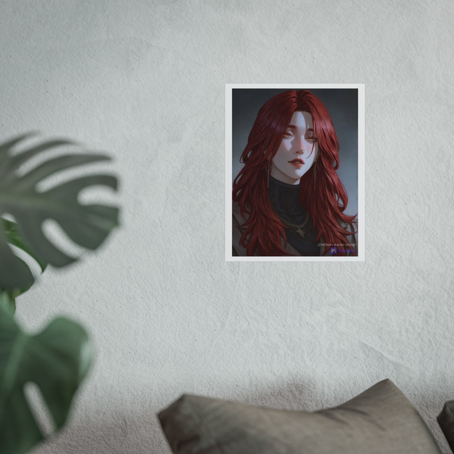 Fine Art Poster — Red-Haired Gothic Portrait, Moody Decorative Wall Art