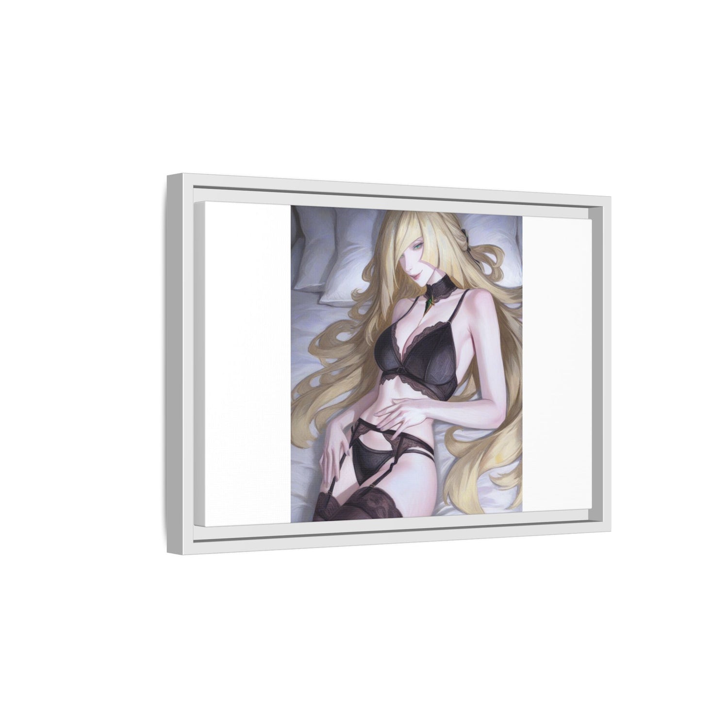 Framed Matte Canvas Print — Sleepy Blonde Anime Pinup