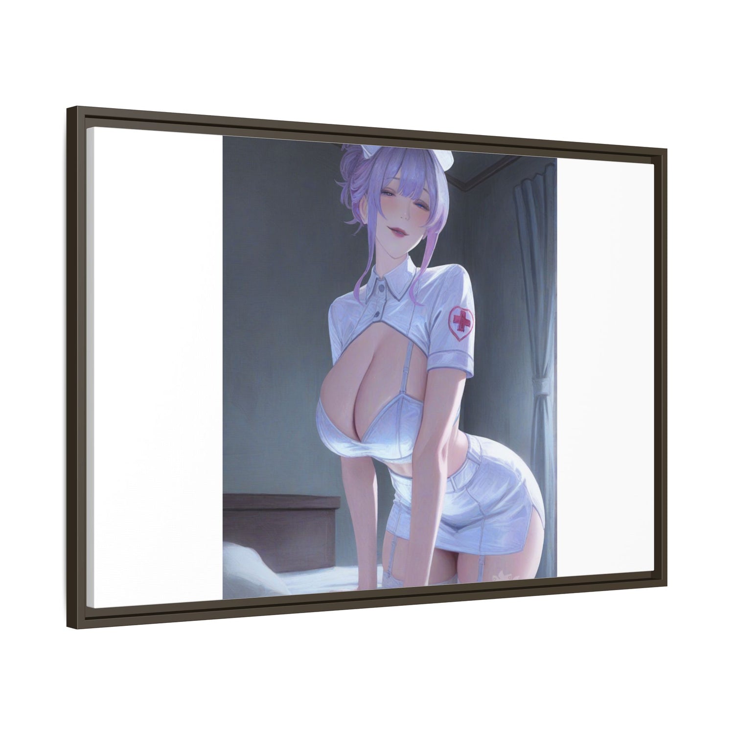 Sexy Anime Nurse Matte Canvas Print (Framed)