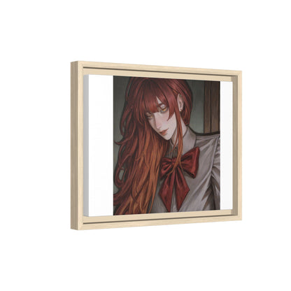 Framed Matte Canvas Print — Moody Red-Headed Anime Girl Art