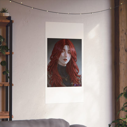 Red-Haired Muse Matte Vertical Poster — Moody Portrait Art Print