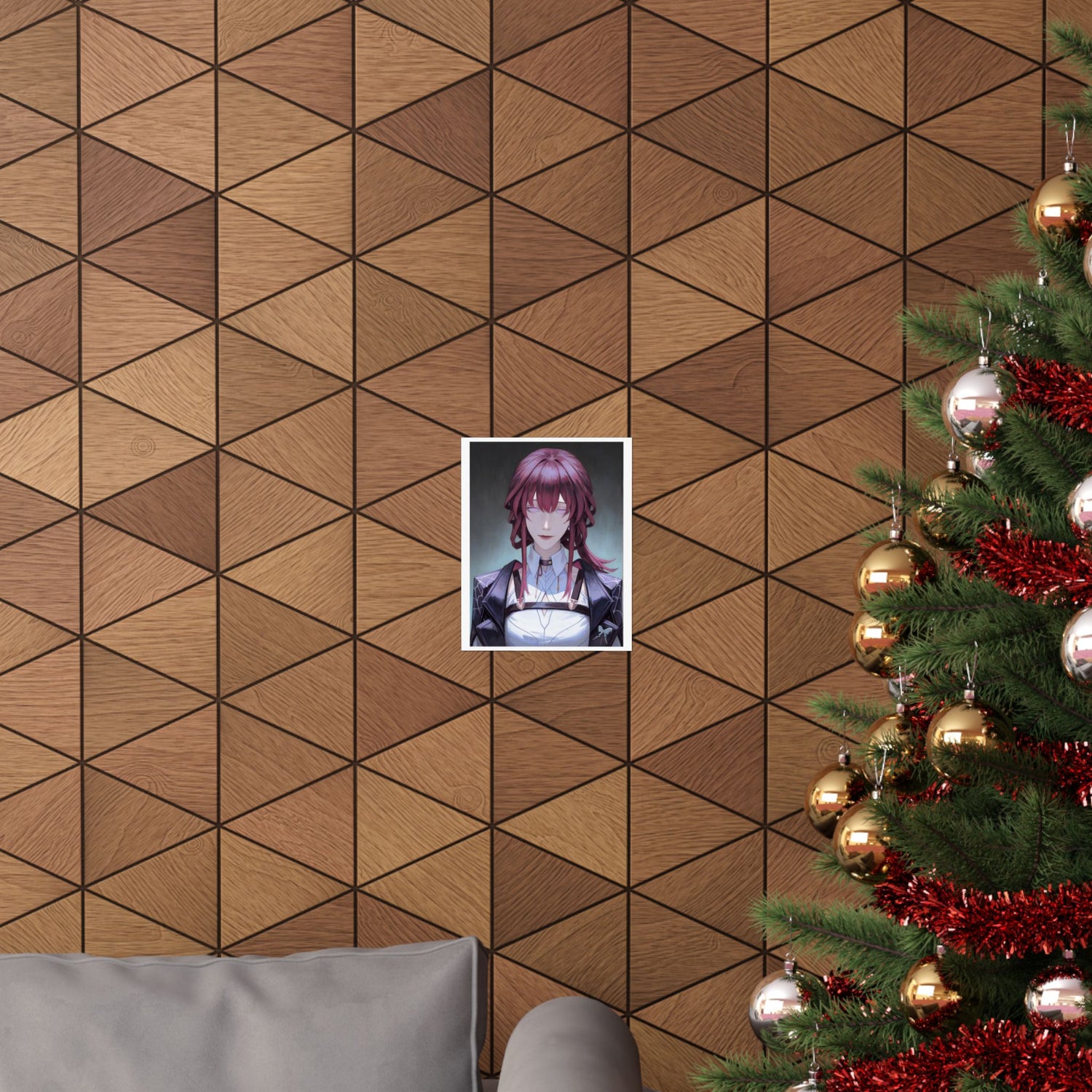 Anime Portrait Poster — Moody Red‑Haired Character Matte Vertical Art Print