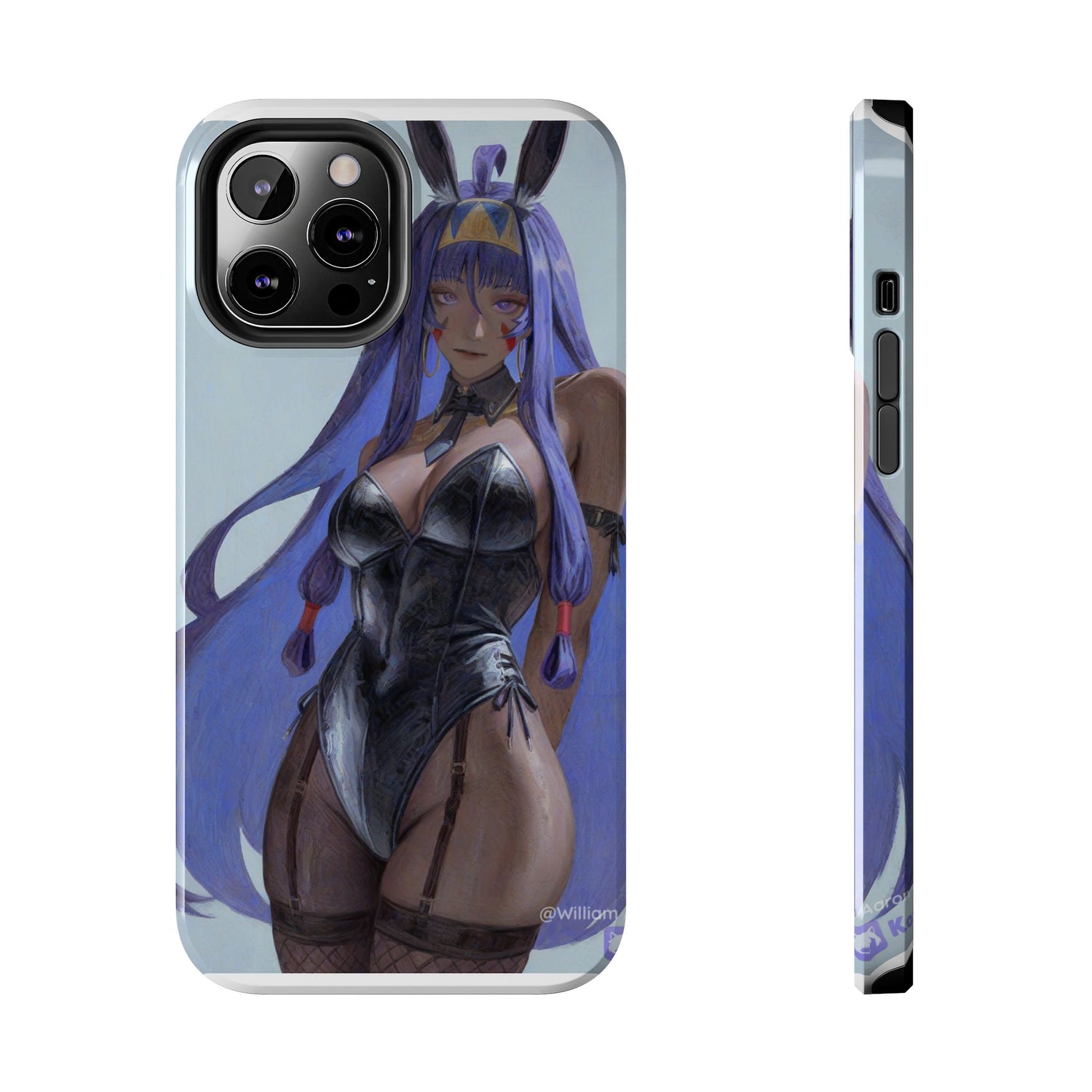 Bunny Girl Tough Phone Case — Anime Purple-Haired Character Protective Cover