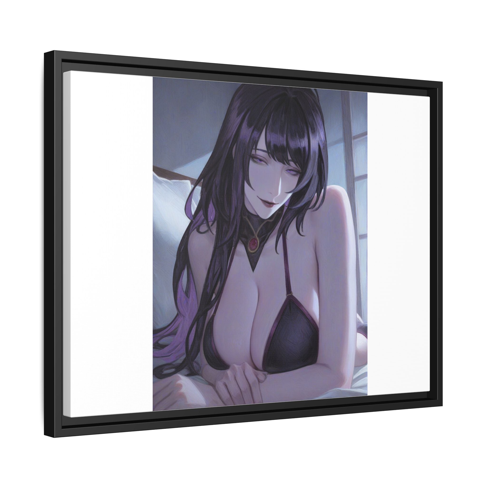Framed Matte Canvas Print — Moody Anime Woman Portrait