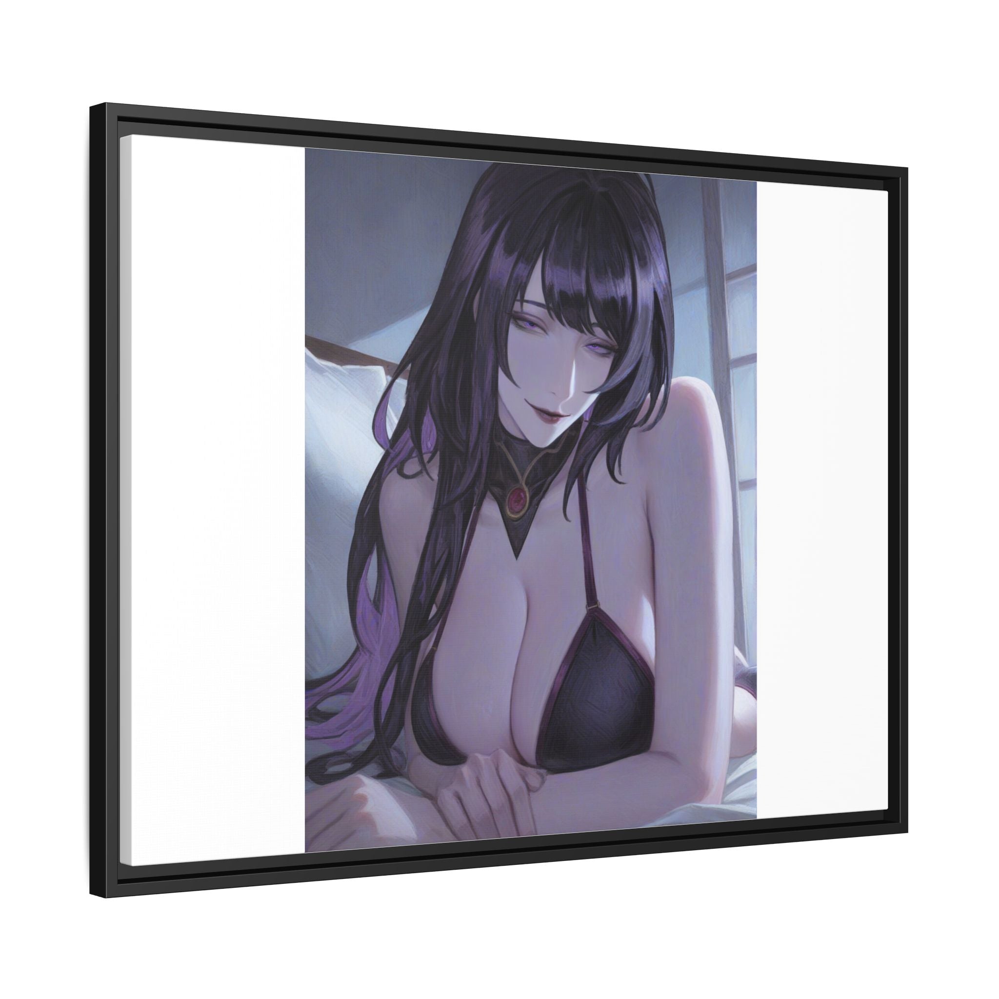 Framed Matte Canvas Print — Moody Anime Woman Portrait
