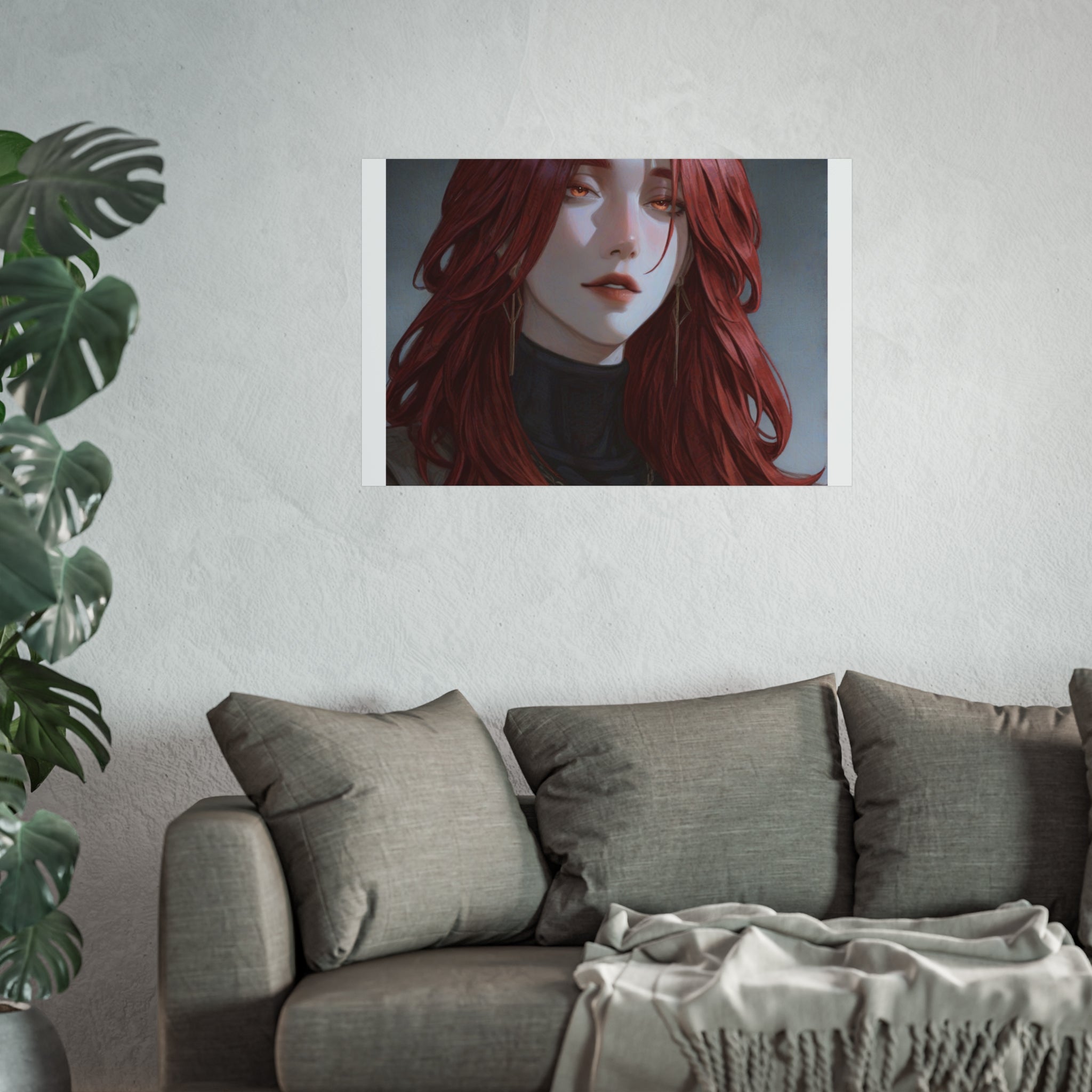 Fine Art Poster — Red-Haired Gothic Portrait, Moody Decorative Wall Art