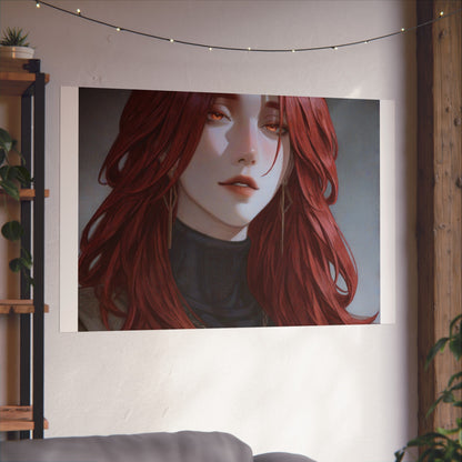 Fine Art Poster — Red-Haired Gothic Portrait, Moody Decorative Wall Art