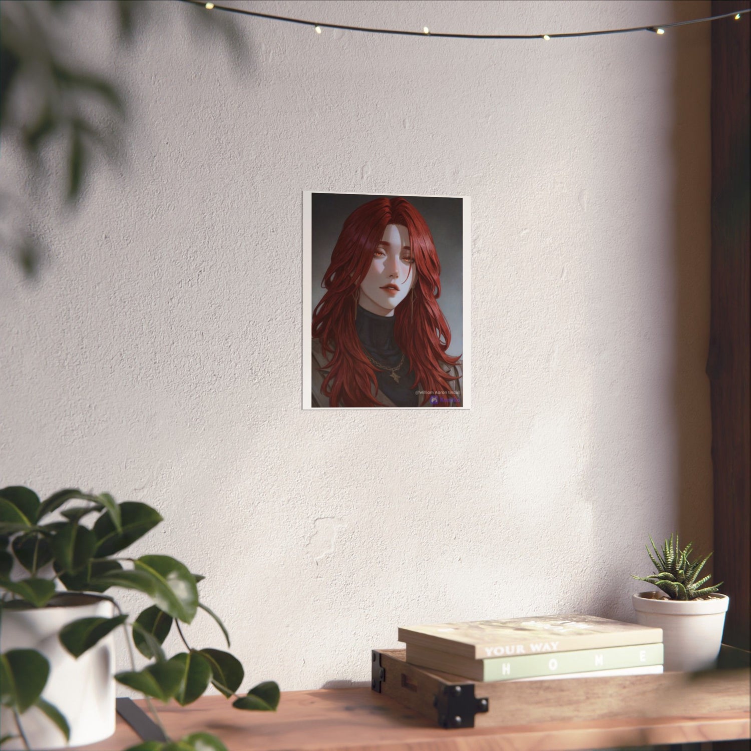 Red-Haired Muse Matte Vertical Poster — Moody Portrait Art Print