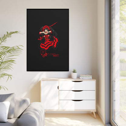 Anime Warrior Red Black Matte Canvas Print — Framed Wall Art
