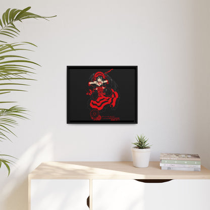 Anime Warrior Red Black Matte Canvas Print — Framed Wall Art