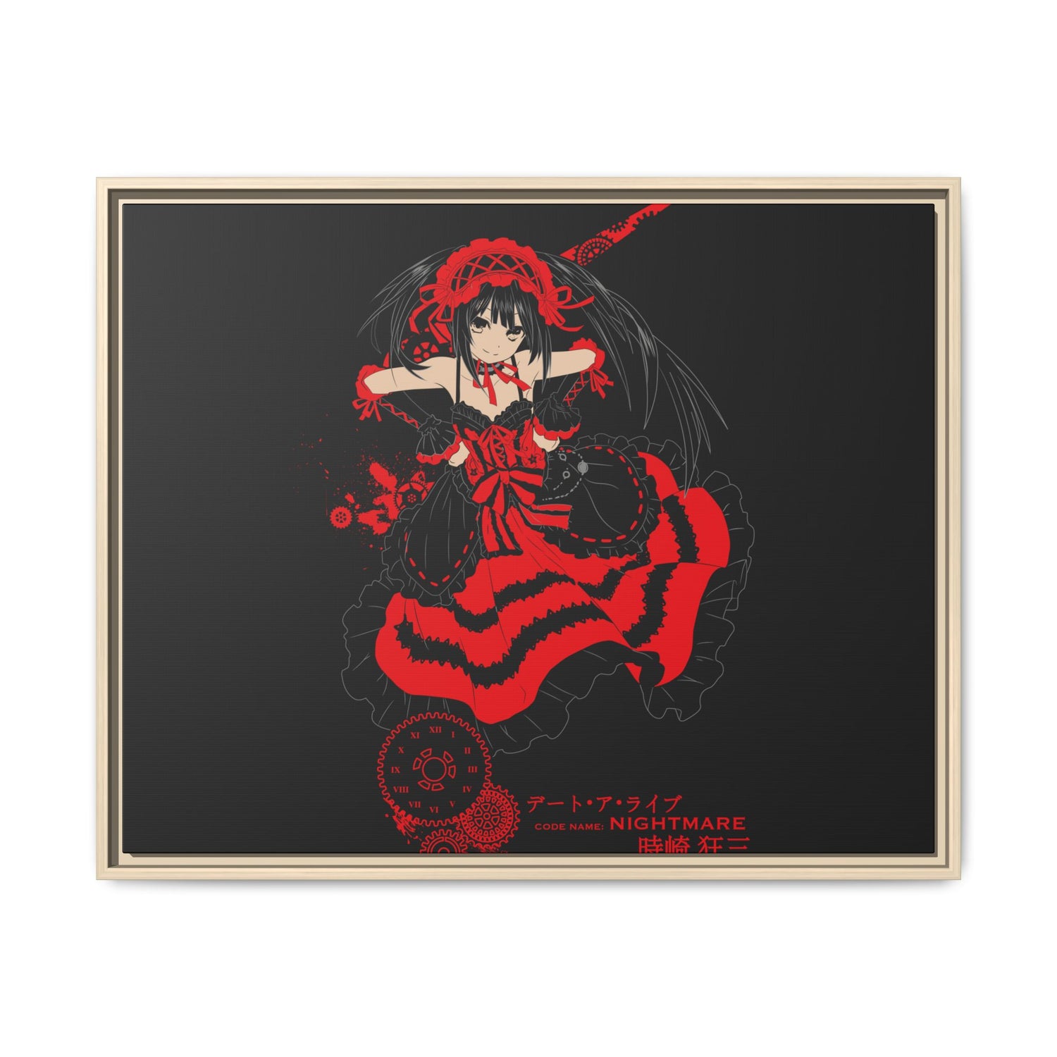 Anime Warrior Red Black Matte Canvas Print — Framed Wall Art