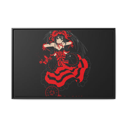 Anime Warrior Red Black Matte Canvas Print — Framed Wall Art
