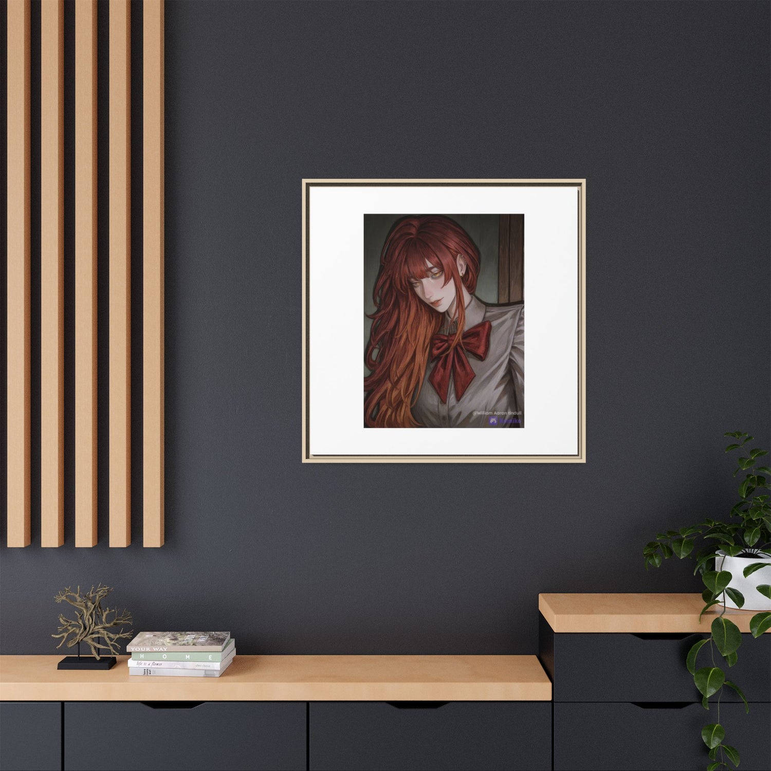 Framed Matte Canvas Print — Gothic Redhead Portrait