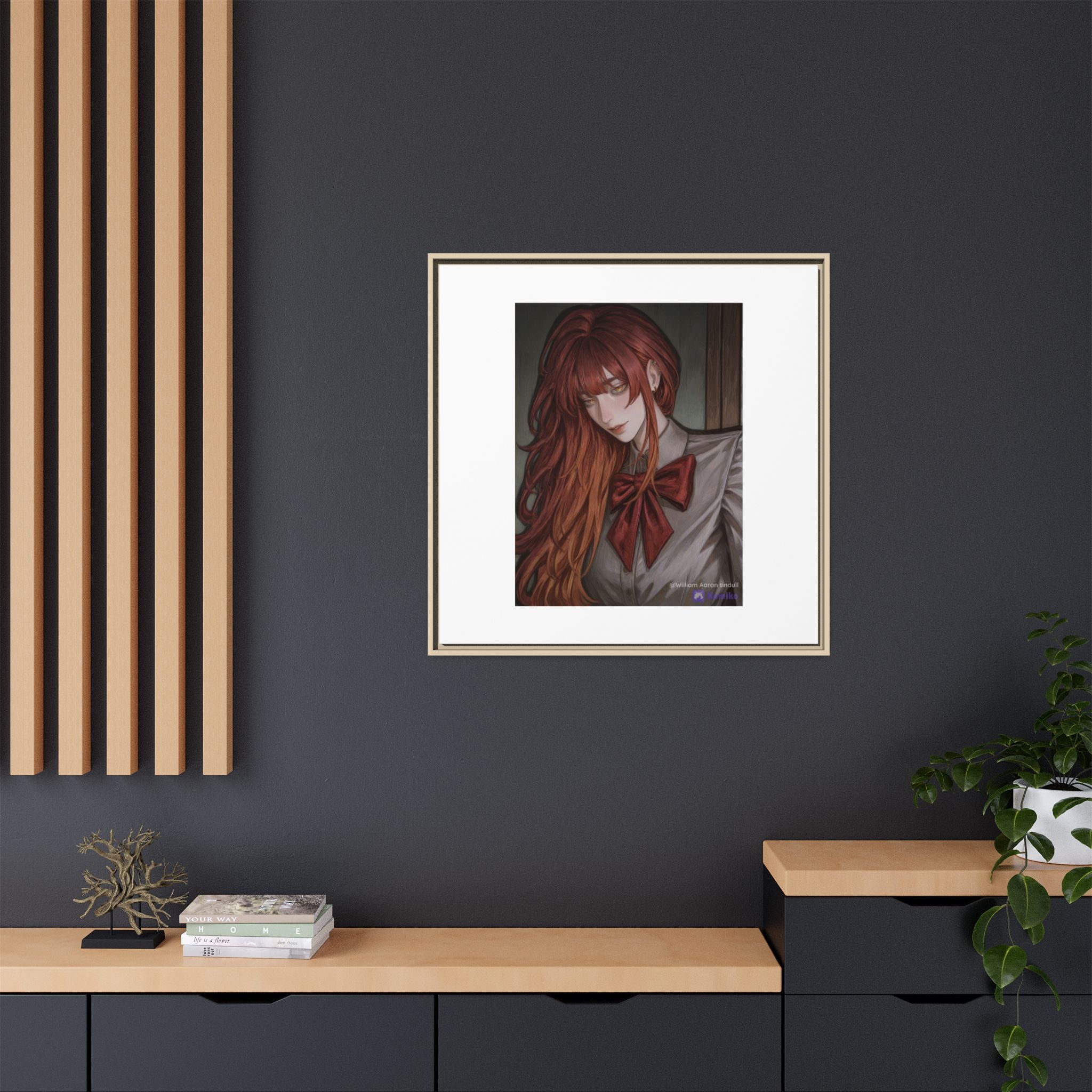 Framed Matte Canvas Print — Gothic Redhead Portrait