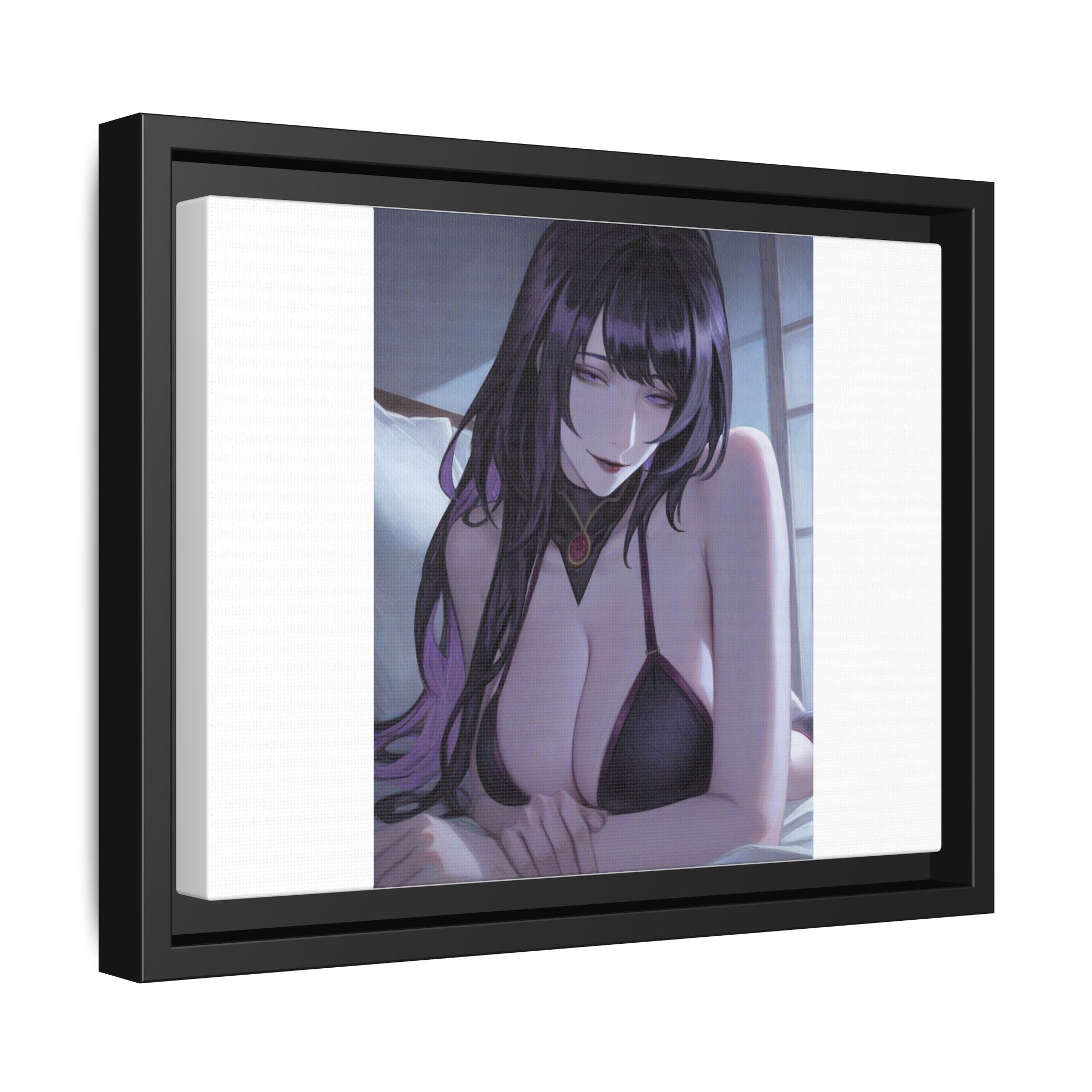 Framed Matte Canvas Print — Moody Anime Woman Portrait