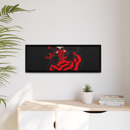 Anime Warrior Red Black Matte Canvas Print — Framed Wall Art