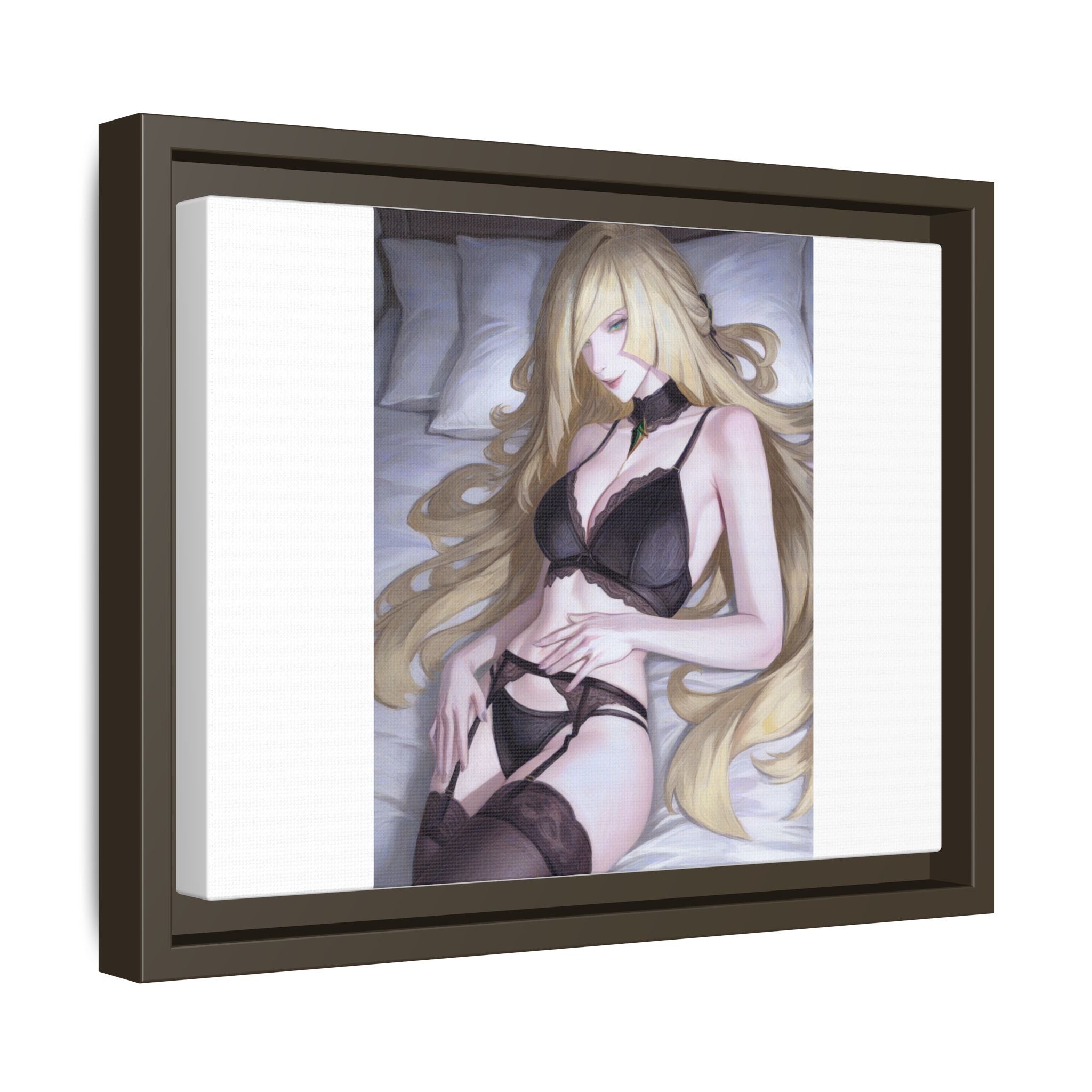 Framed Matte Canvas Print — Sleepy Blonde Anime Pinup