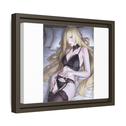 Framed Matte Canvas Print — Sleepy Blonde Anime Pinup