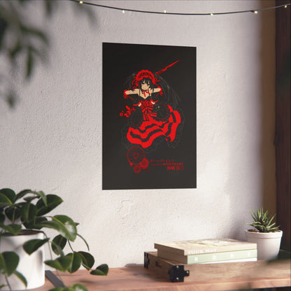 Anime Gothic Poster — Red &amp; Black Kurumi Nightcore Matte Vertical Print