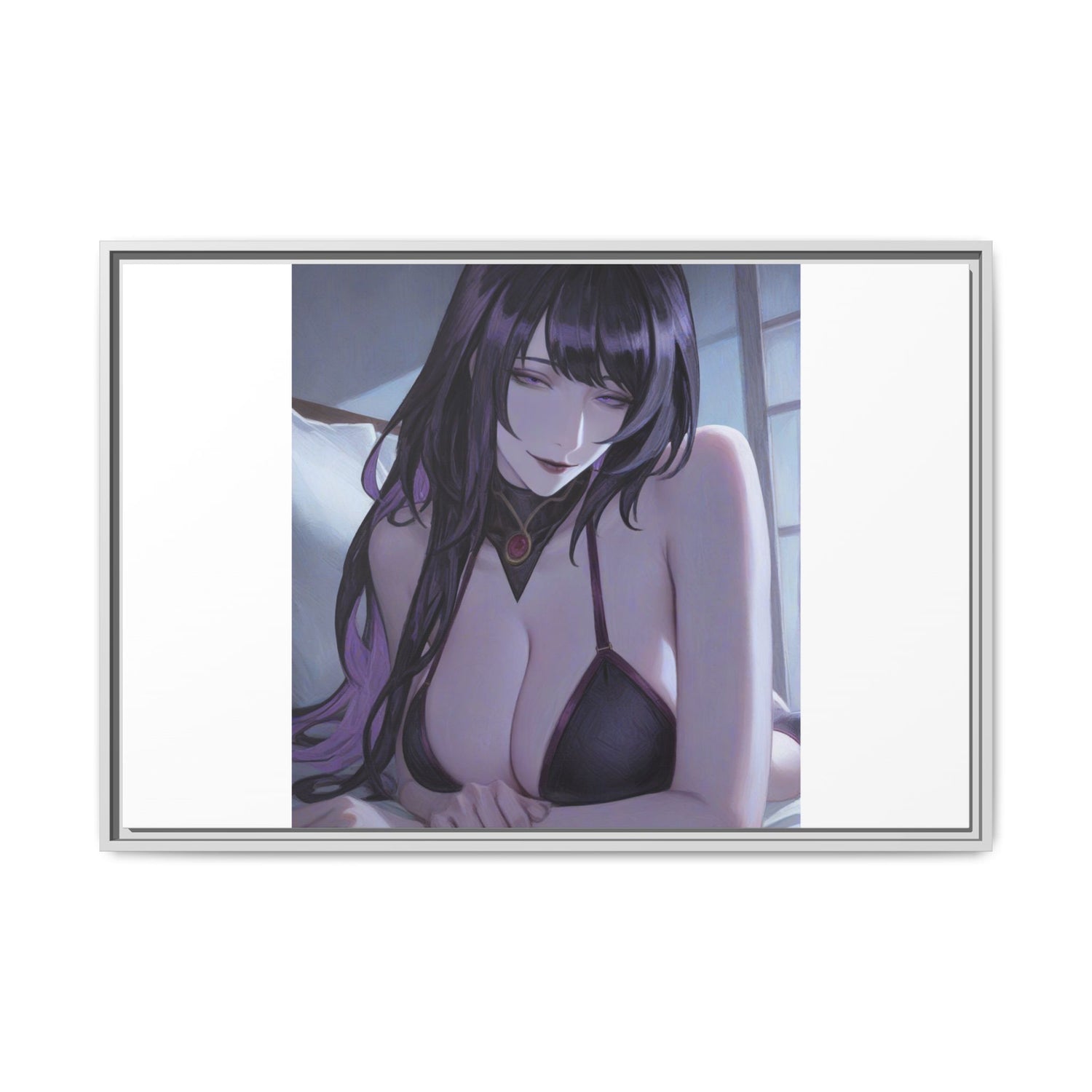 Framed Matte Canvas Print — Moody Anime Woman Portrait