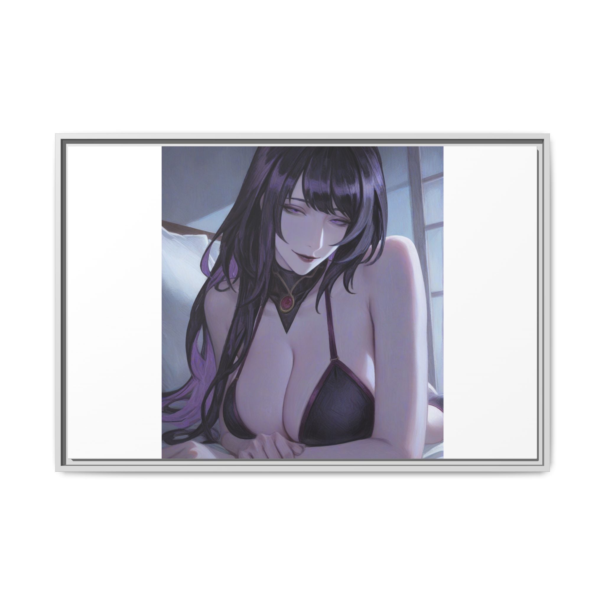Framed Matte Canvas Print — Moody Anime Woman Portrait