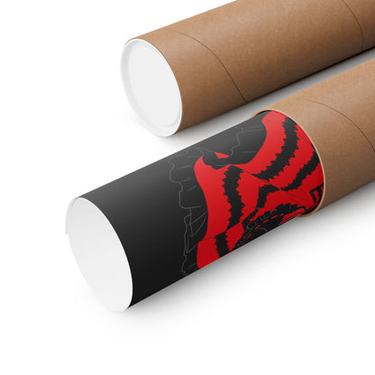 Anime Gothic Poster — Red &amp; Black Kurumi Nightcore Matte Vertical Print