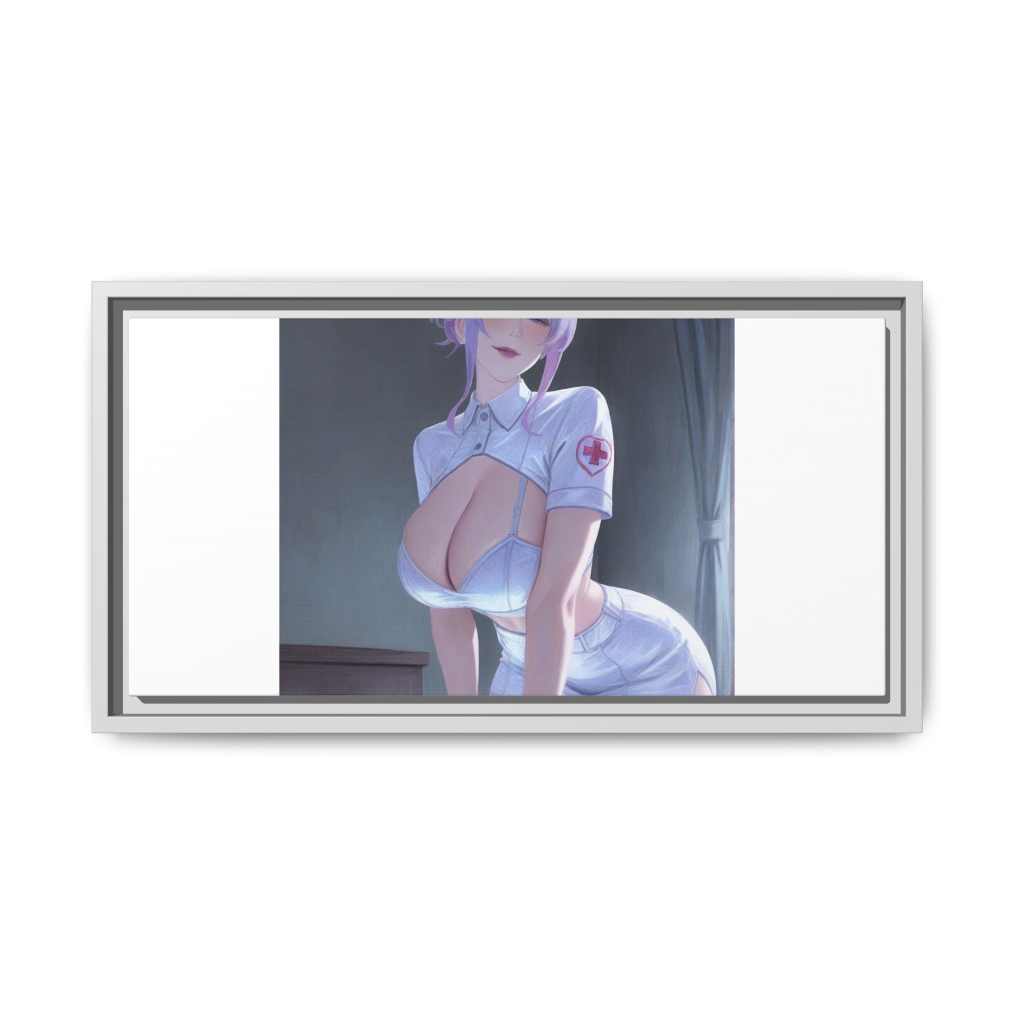 Sexy Anime Nurse Matte Canvas Print (Framed)