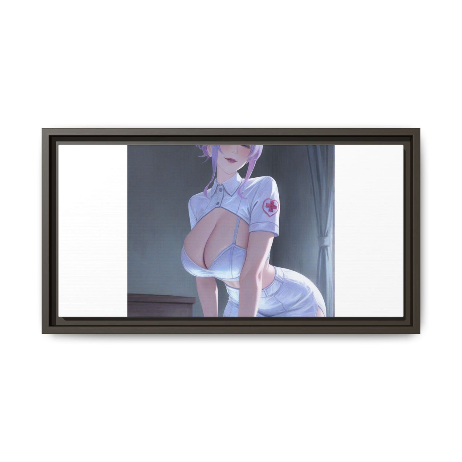Sexy Anime Nurse Matte Canvas Print (Framed)