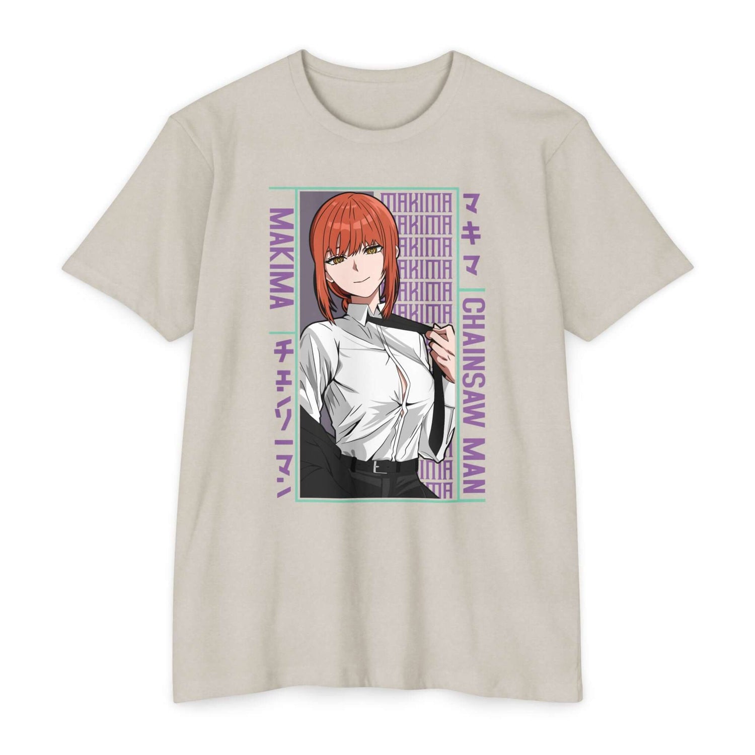 Makima Chainsaw Man Anime Graphic T-Shirt — Japanese Text Design