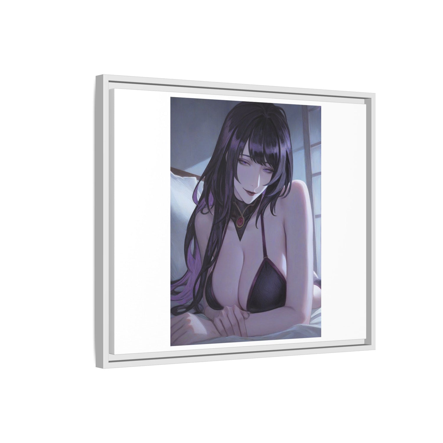 Framed Matte Canvas Print — Moody Anime Woman Portrait