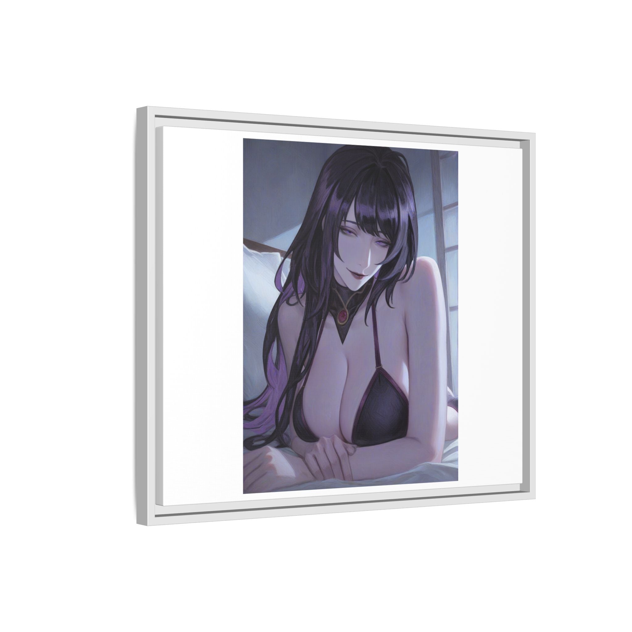 Framed Matte Canvas Print — Moody Anime Woman Portrait