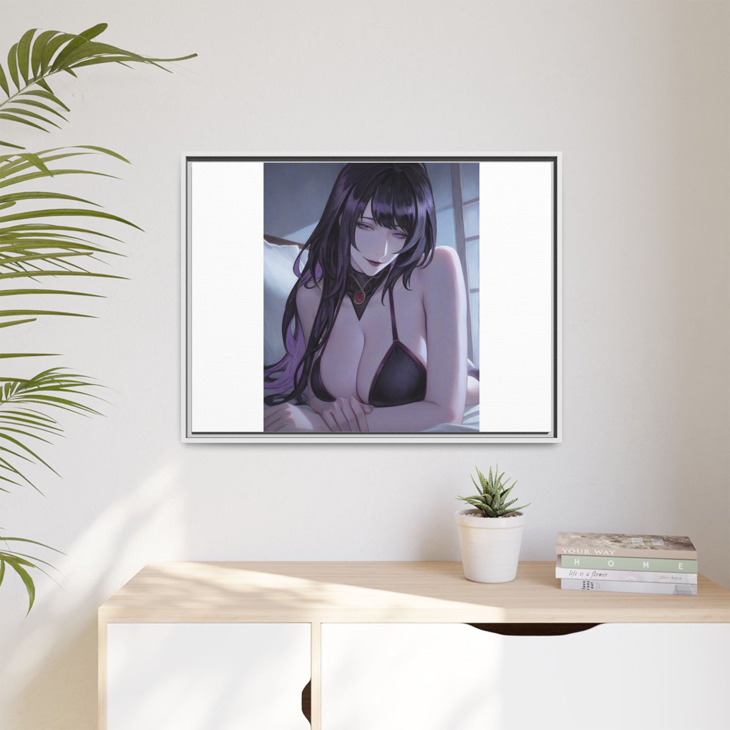 Framed Matte Canvas Print — Moody Anime Woman Portrait