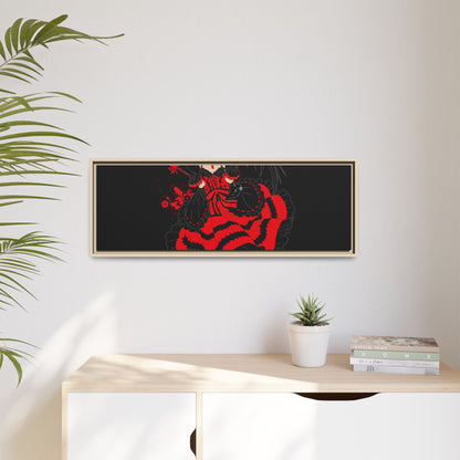 Anime Warrior Red Black Matte Canvas Print — Framed Wall Art